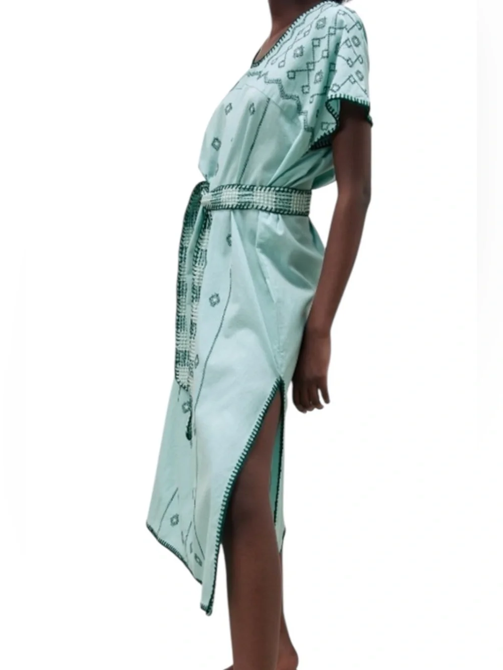 ZARA, Embroidered Midi Dress size Small
